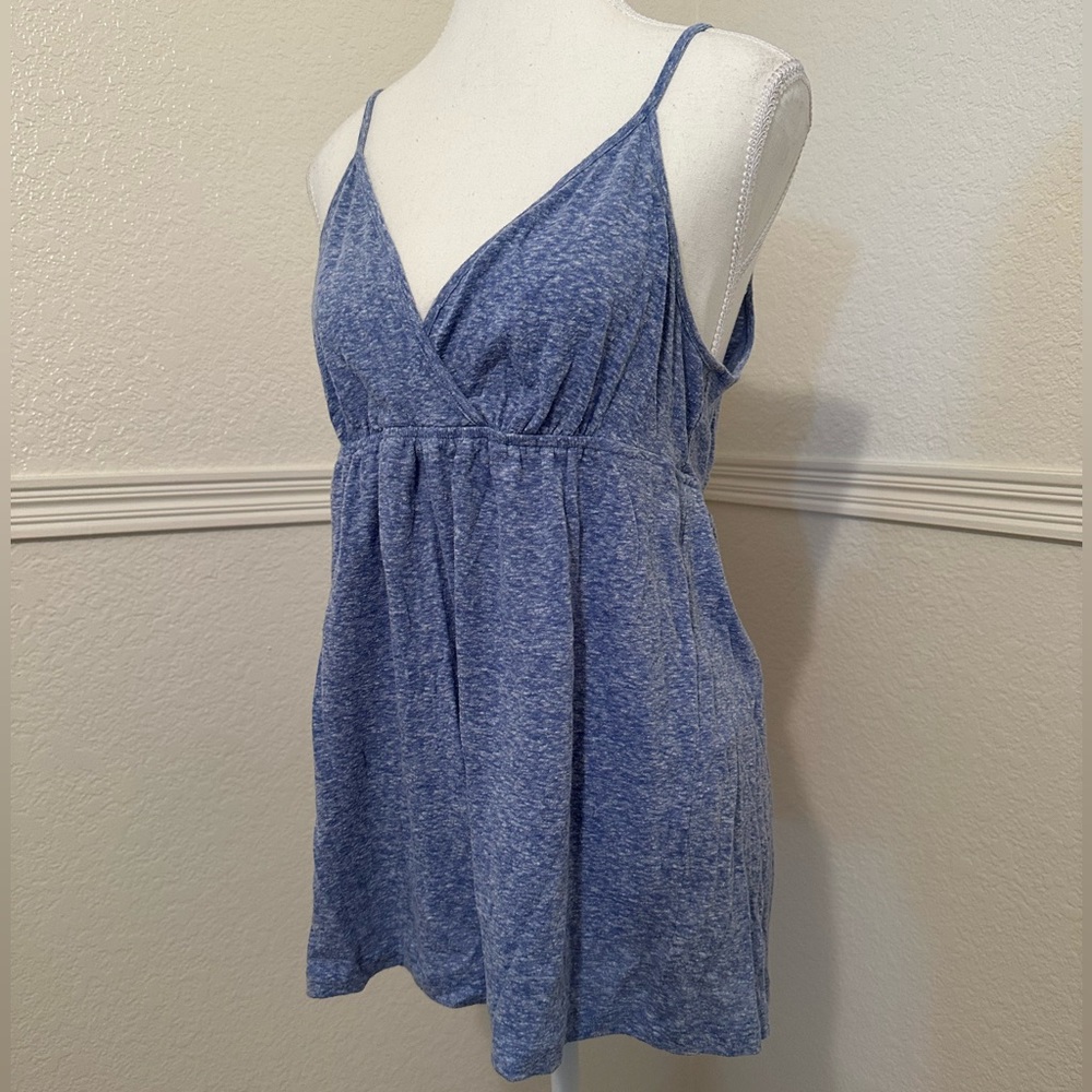 EXPRESS Boho Blue Babydoll Tank Top – Flowy & Lightweight - Picture 5 of 9